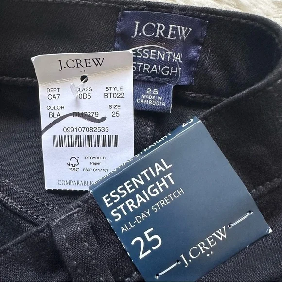 J. Crew Factory Jeans Essential Straight All-Day Stretch Black 25 NWT New - Picture 7 of 12